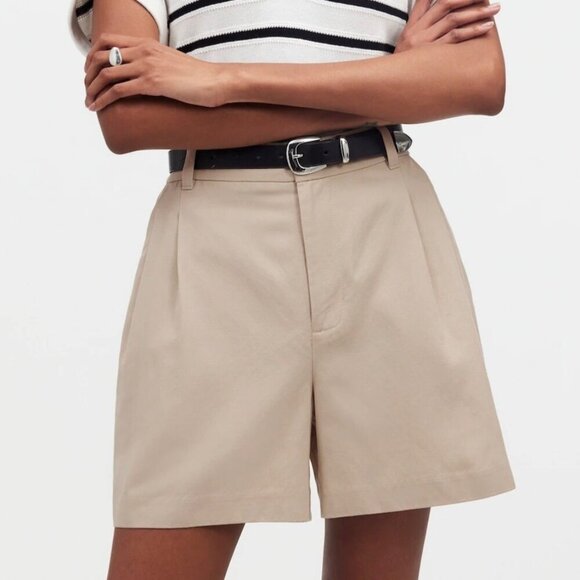 NWT Madewell The Harlow Trouser Shorts in Drapey Twill Tan Linen Blend New 0 - Picture 8 of 9